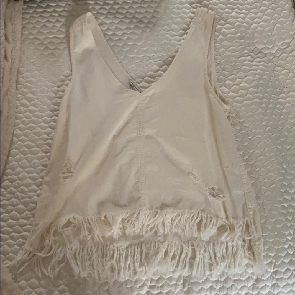 American Eagle white jean material sleeveless top